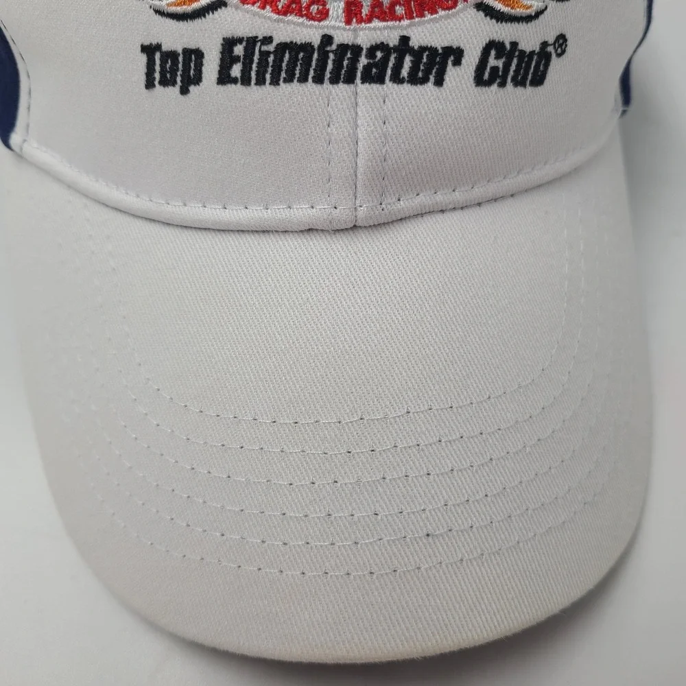 NHRA Hat Adjustable White Blue Top Eliminator Club 2023 Drag Racing USA Flag Men
